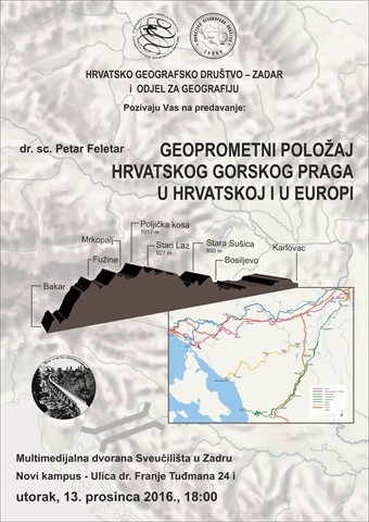 Obavijest o predavanju "Geoprometni položaj hrvatskog gorskog praga u Hrvatskoj i u Europi"
